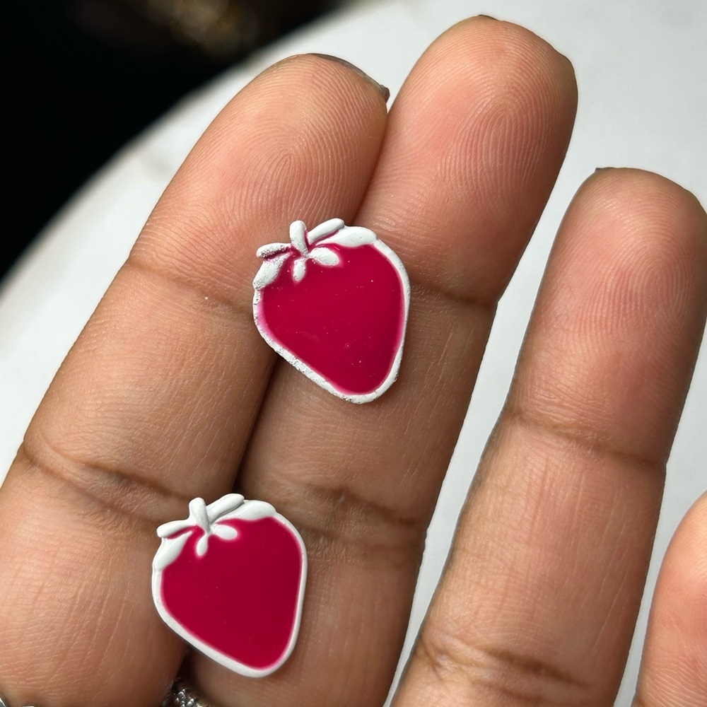 Strawberry Stud Earrings | $7 Add-On | Bundle & Save - Picture 2 of 2
